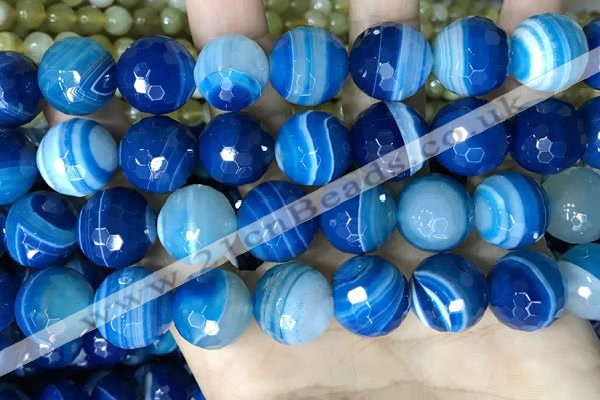 CAA5232 15.5 inches 16mm faceted round banded agate beads