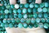 CAA5236 15.5 inches 10mm faceted round banded agate beads