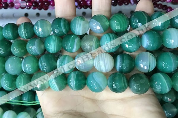 CAA5238 15.5 inches 14mm faceted round banded agate beads