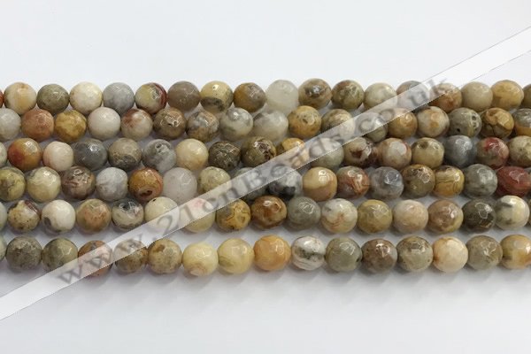 CAA5291 15.5 inches 6mm faceted round crazy lace agate beads wholesale