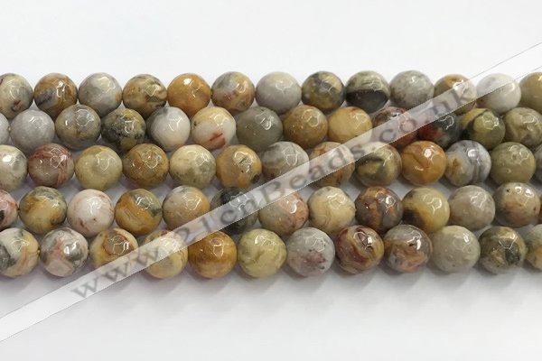 CAA5293 15.5 inches 10mm faceted round crazy lace agate beads wholesale