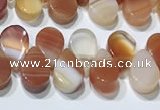 CAA5300 Top drilled 6*8mm flat teardrop line agate beads