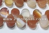 CAA5300 Top drilled 6*8mm flat teardrop line agate beads