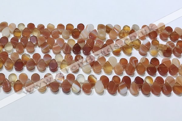 CAA5300 Top drilled 6*8mm flat teardrop line agate beads