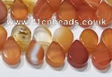 CAA5301 Top drilled 6*8mm flat teardrop line agate beads