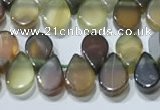 CAA5303 Top drilled 6*8mm flat teardrop line agate beads