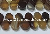 CAA5304 Top drilled 6*8mm flat teardrop line agate beads