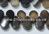 CAA5305 Top drilled 6*8mm flat teardrop line agate beads