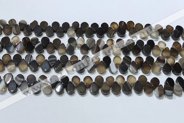 CAA5305 Top drilled 6*8mm flat teardrop line agate beads