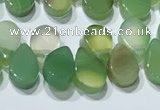 CAA5306 Top drilled 6*8mm flat teardrop line agate beads