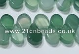 CAA5307 Top drilled 6*8mm flat teardrop line agate beads