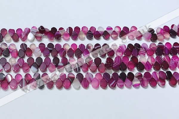 CAA5308 Top drilled 6*8mm flat teardrop line agate beads