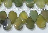 CAA5311 Top drilled 6*8mm flat teardrop line agate beads