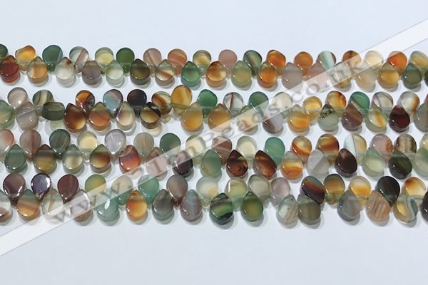 CAA5312 Top drilled 6*8mm flat teardrop line agate beads