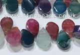 CAA5314 Top drilled 6*8mm flat teardrop line agate beads