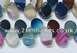 CAA5315 Top drilled 6*8mm flat teardrop line agate beads