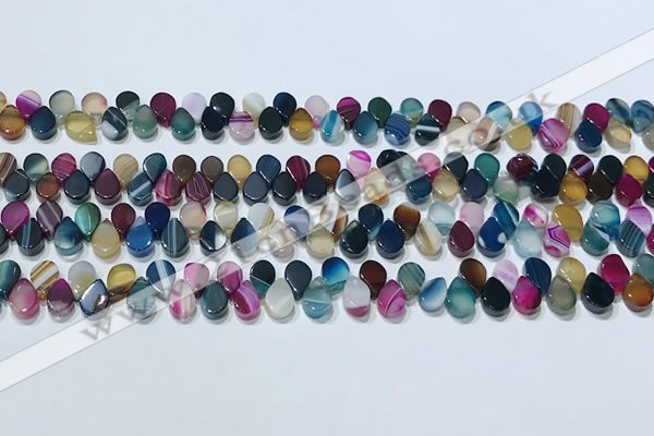 CAA5315 Top drilled 6*8mm flat teardrop line agate beads