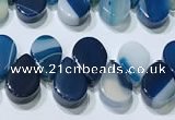 CAA5319 Top drilled 6*8mm flat teardrop line agate beads