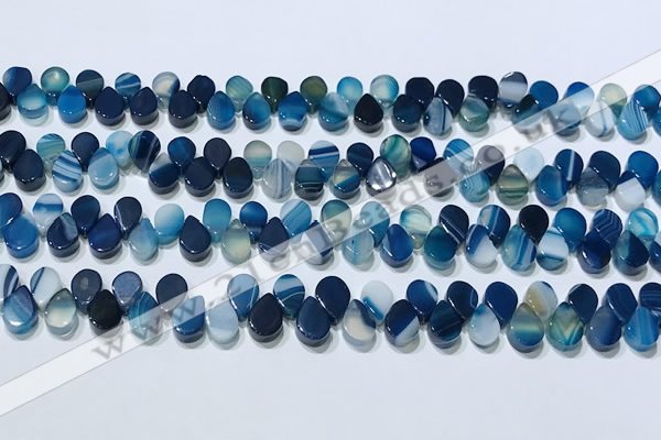 CAA5319 Top drilled 6*8mm flat teardrop line agate beads