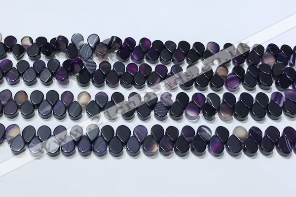 CAA5320 Top drilled 6*8mm flat teardrop line agate beads