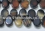 CAA5321 Top drilled 6*8mm flat teardrop line agate beads