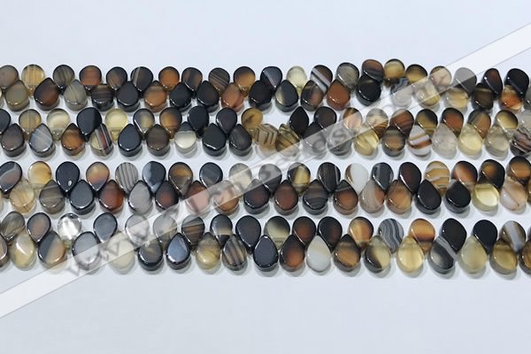 CAA5321 Top drilled 6*8mm flat teardrop line agate beads