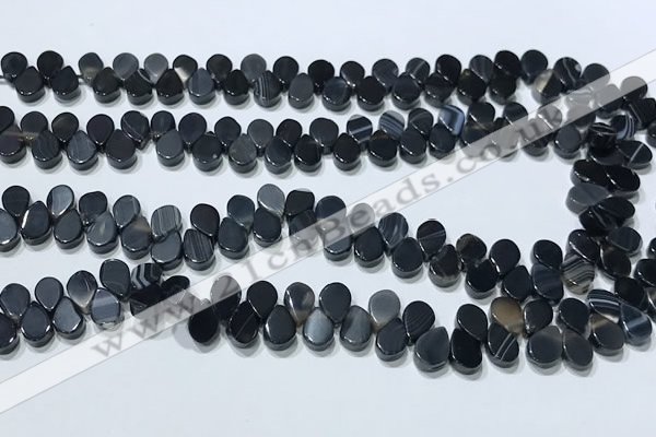 CAA5322 Top drilled 6*8mm flat teardrop line agate beads