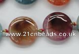 CAA543 15.5 inches 20mm flat round dyed madagascar agate beads