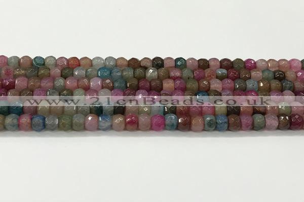 CAA5435 15.5 inches 6*8mm faceted rondelle agate gemstone beads