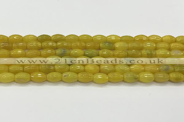 CAA5468 15.5 inches 8*12mm faceted rice agate beads