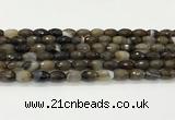 CAA5478 15.5 inches 8*12mm faceted rice agate beads