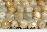 CAA5503 15 inches 6mm faceted round fire crackle agate beads