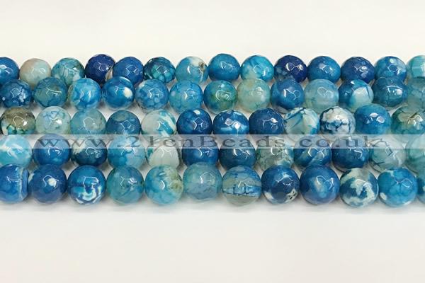 CAA5531 15 inches 10mm faceted round fire crackle agate beads