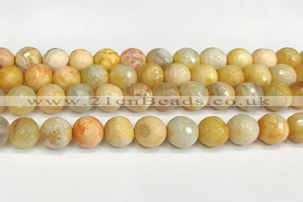 CAA5543 15 inches 12mm faceted round fire crackle agate beads