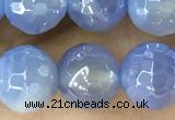 CAA5551 15 inches 8mm faceted round AB-color banded agate beads