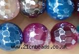 CAA5559 15 inches 8mm faceted round AB-color banded agate beads