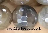 CAA5565 15 inches 12mm faceted round AB-color banded agate beads