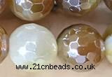 CAA5572 15 inches 10mm faceted round AB-color banded agate beads