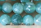 CAA5578 15 inches 6mm faceted round AB-color banded agate beads