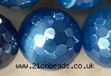 CAA5585 15 inches 12mm faceted round AB-color banded agate beads