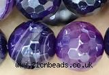 CAA5596 15 inches 10mm faceted round AB-color banded agate beads