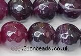 CAA5601 15 inches 8mm faceted round AB-color banded agate beads