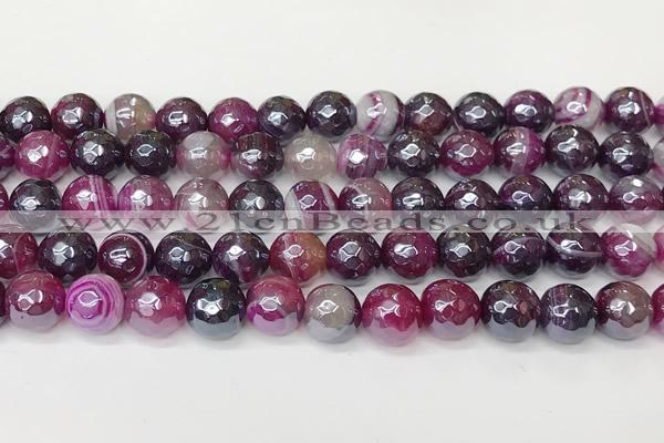 CAA5601 15 inches 8mm faceted round AB-color banded agate beads