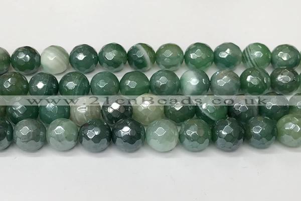 CAA5607 15 inches 12mm faceted round AB-color banded agate beads