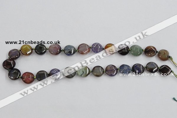 CAA561 15.5 inches 14mm faceted flat round dragon veins agate beads