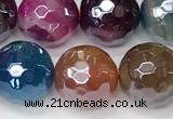 CAA5612 15 inches 10mm faceted round AB-color banded agate beads