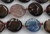 CAA562 15.5 inches 18mm faceted flat round dragon veins agate beads