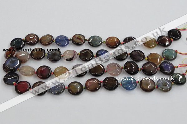 CAA562 15.5 inches 18mm faceted flat round dragon veins agate beads