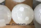 CAA5628 15 inches 12mm faceted round AB-color white agate beads