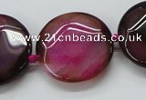 CAA563 15.5 inches 30mm faceted flat round dragon veins agate beads